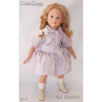 Кукла 60 см Натали в платье в горошек с широким поясом Carmen Gonzalez